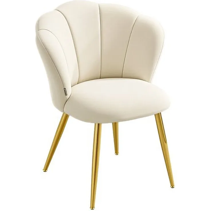 VASAGLE Esszimmerstuhl Blütenblattförmige Rückenlehne, gepolsterter Schminktischstuhl, Samt, bis 150 kg belastbar, Stahlbeine, für Küche, Wohnzimmer, Schlafzimmer