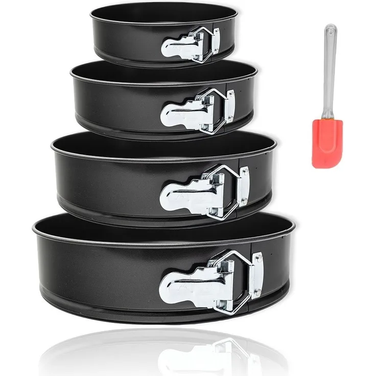 mixed24 Backform 4er Set Springformen, (4er Set 4-tlg), inkl. 1x Teigschaber Kuchenform Rundform Blechform