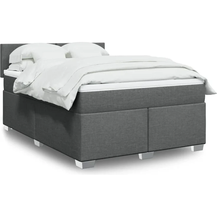 vidaXL Boxspringbett mit Matratze Dunkelgrau 160x200 cm Stoff 3285933 – Bild 1