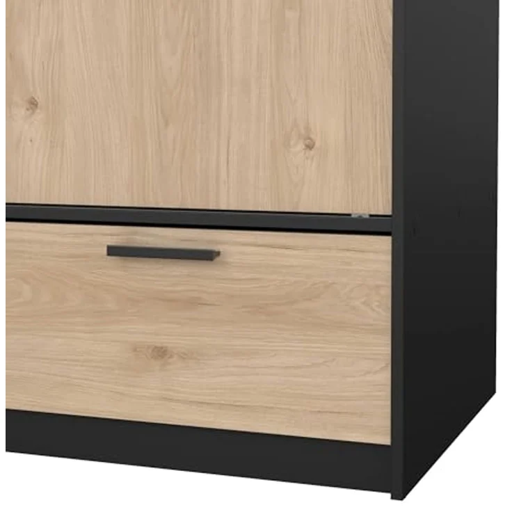 Dmora - Kleiderschrank 2 Türen Leonore, Schlafzimmermöbel, Schrank, Garderobe, 121x60 h200 cm, Schwarz und Eiche – Bild 4