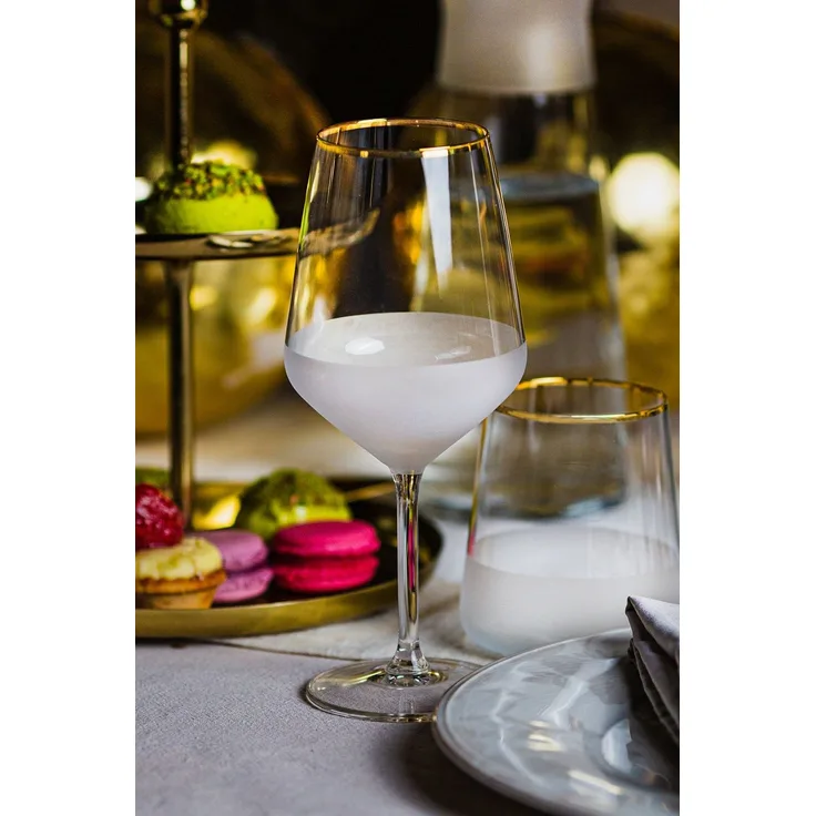 Hermia Concept 'Nish 530' Weingläser-Set (4-teilig), Gold / Transparent, 9,1 x 9,1 x 21,8 cm, 530 ml