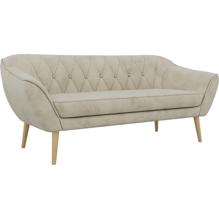 Sofa, Wohnzimmersofa PIRS 3, Skandinavisches Sofa 3-Sitzer, Sofa mit Wellenfederung, Buche Füße, Breite 180 cm Hoher Sitzkomfort - Beige Velvet – Bild 6
