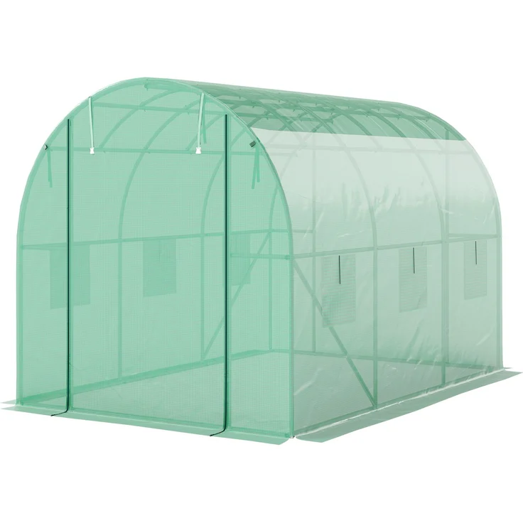 MELAYR, Polytunnel Gewächshaus mit Kunststoff-Abdeckung und Stahlrahmen, 300 x 200 x 195 cm, Grün – Bild 2