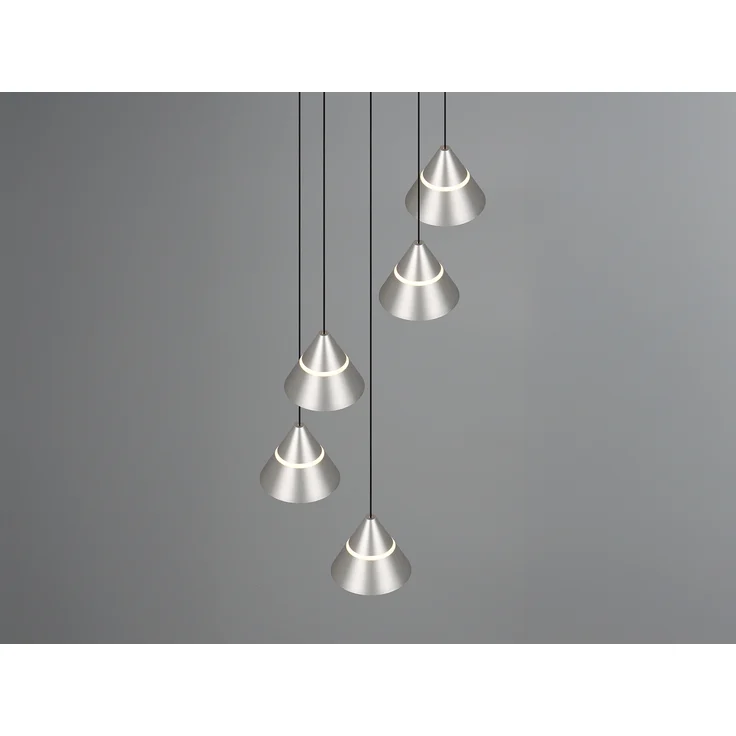 LED Cluster Pendelleuchte ROMEO höhenverstellbar, 5-flammig Silber Ø 28cm – Bild 7