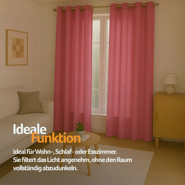 Gardine mit Ösen *** x *** cm ( Breite x Länge ) in ***, blickdichter Vorhang, Ösenvorhang in vielen Variationen 140x175 cm Pink – Bild 7