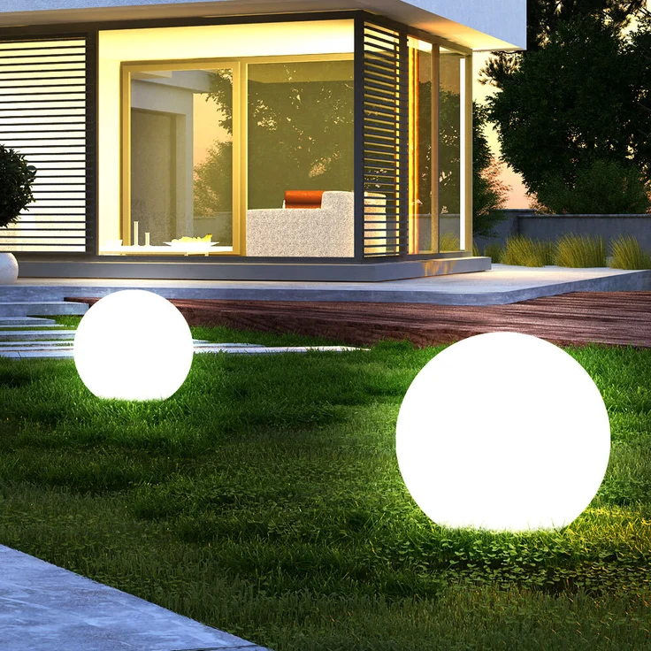 2er Set LED Solarleuchte, Kugel weiß, H 60 cm – Bild 3