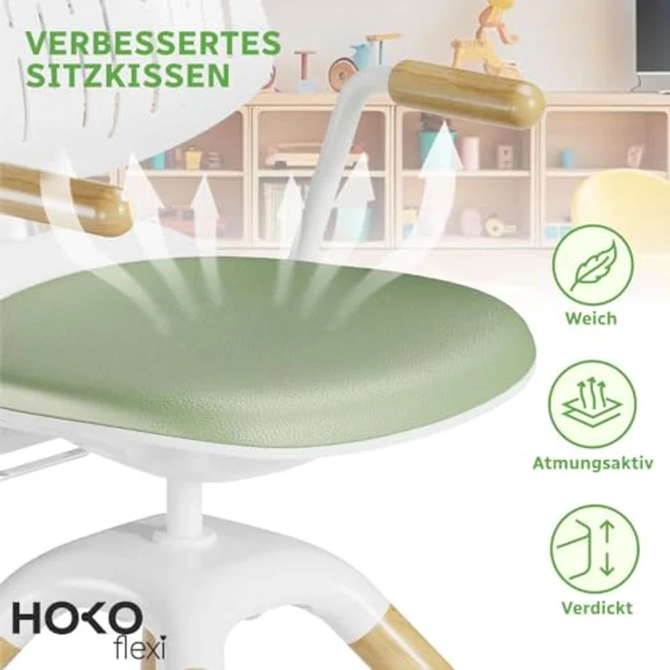 HOKO Kinderstuhl Höhenverstellbarer, mitwachsender Kinder Stuhl (Ergo Study Kid Kinder Schreibtisch Stuhl, Sitz und Rücken separat verstellbar. Ergonomisches Sitzen für Kinder, 1 St) – Bild 7