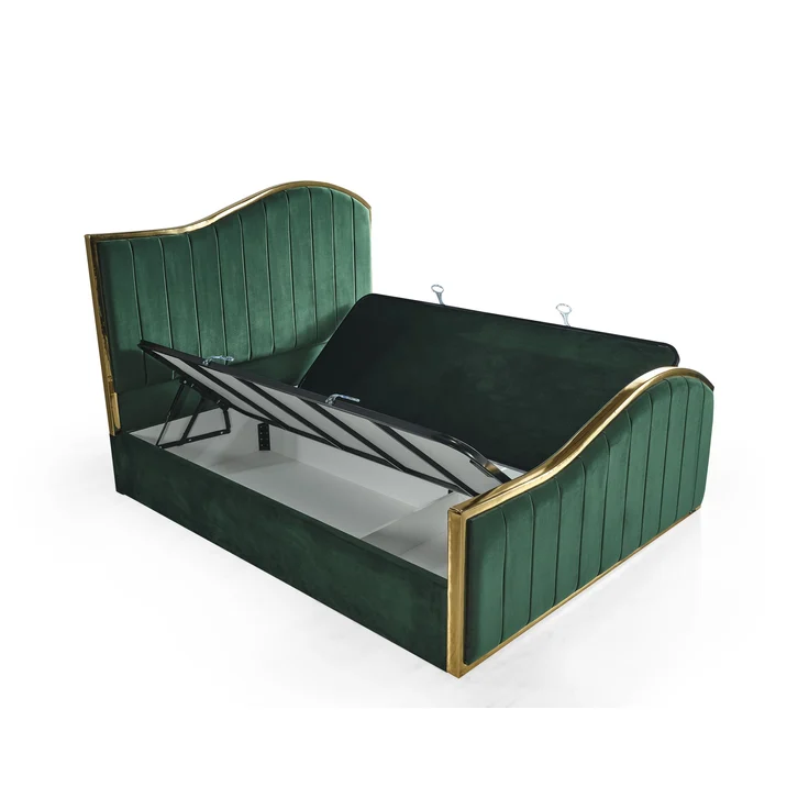 Schlafzimmer-Set "Alia" – Bett mit Bettkasten und Matratze , Bettbank, Nachttisch-Grün – Bild 7