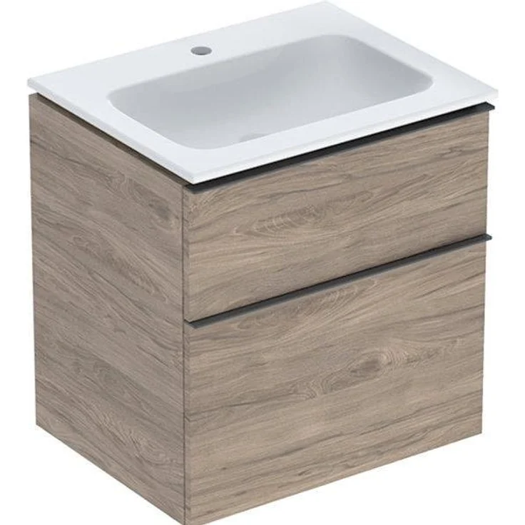 Geberit iCon Set Möbelwaschtisch mit Unterschrank, 2 Schubladen, Wandmontage, 60x63x48 cm, feuchtigkeitsbeständige Holzspanplatte, 502331