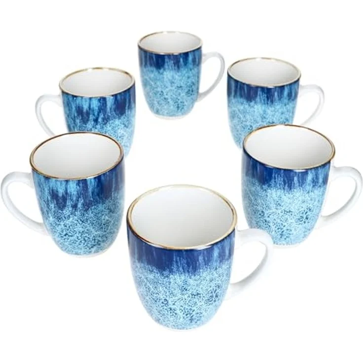 MamboCat Becher Marina 6er Set Kaffeebecher 320ml blaue Porzellan-Tasse 6 Personen, Porzellan – Bild 2