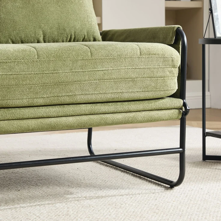 ZUBALIYA Schlafsofa 85x92 cm, mit Stauraum, mit Chenille - Bezug, mit breiten Armlehnen, mit Schaumstoffpolsterung, Schwarz – Bild 17