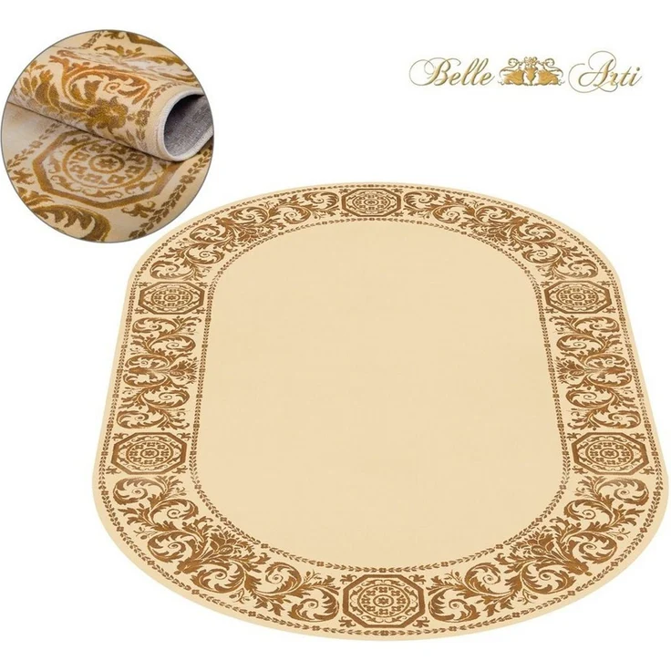 Belle Arti Teppich Luxus Teppich Wohnzimmer Barock schwarz gold beige oder rot kurzflor, Rechteckig, flauschig – Bild 1
