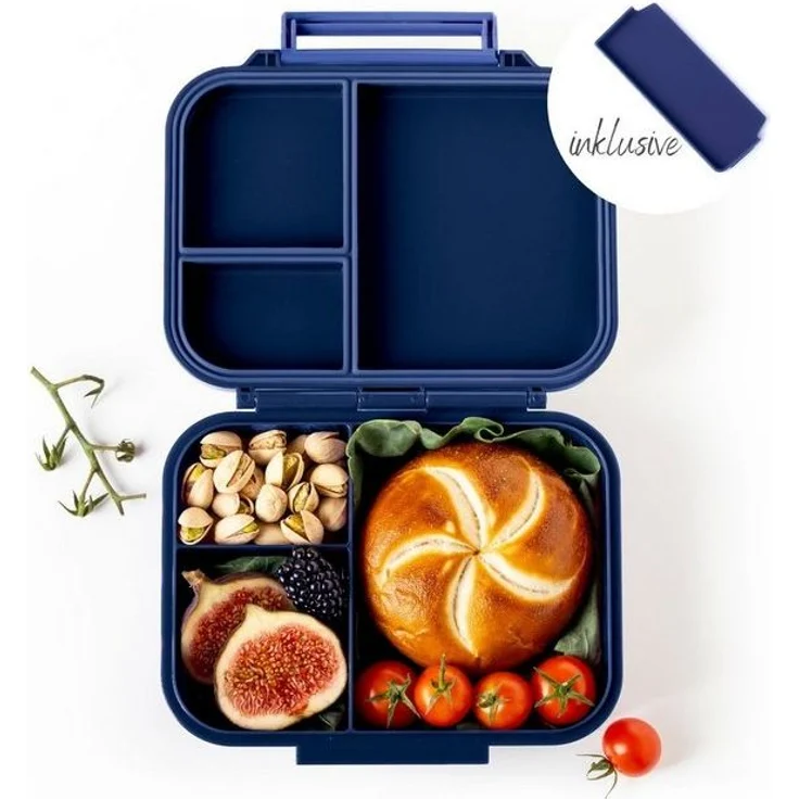 LEKKABOX Lunchbox Mini Kinder Bentobox, 3 Fächer - Brotdose Vesperdose Brotbüchse, Für feuchte Lebensmittel auslaufsicher, inkl. extra Trenner – Bild 4