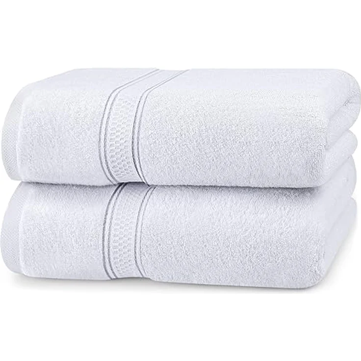 Utopia Towels 2er-Pack Badetücher Set, Premium 100% ringgesponnene Baumwolle, 69 x 137 cm, sehr saugfähig, weich, weiß – Bild 1