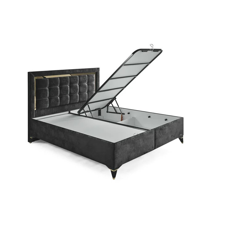 Schlafzimmer-Set "Florimella" – Bett mit Bettkasten, Nachttisch, Mit Matratze-Anthrazit – Bild 8