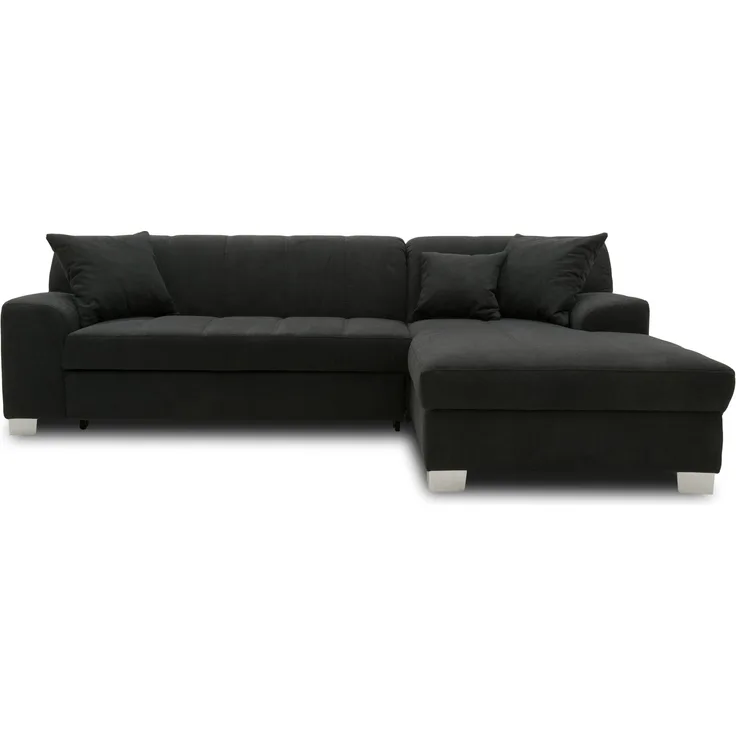 DOMO. collection Ecksofa Capri, Sofa in L-Form mit Füßen aus Chrom, Eckcouch, Polsterecke, Couch 239 x 152 x 75 cm (BxTxH), schwarz