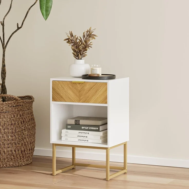 HEYZOEY Moderner Holz Nachttisch mit – Bild 4