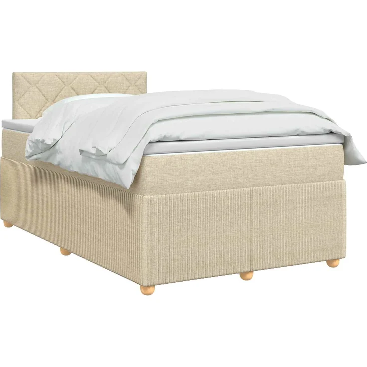 vidaXL Boxspringbett mit Matratze Creme 120 x 200 cm Stoff 3451452 – Bild 3