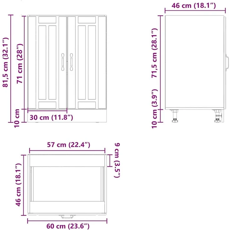 vidaXL Spülenunterschrank Lucca Grau Sonoma Holzwerkstoff 853683 – Bild 10