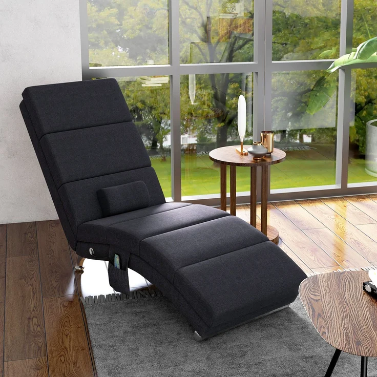Wohnora-Massagesessel, Relaxsessel, Liegesessel mit 8 Vibrationspunkten, 5 Modi, 56 x 168 x 84 cm, Schwarz,H 840cm x T 1680cm x B 560cm – Bild 3