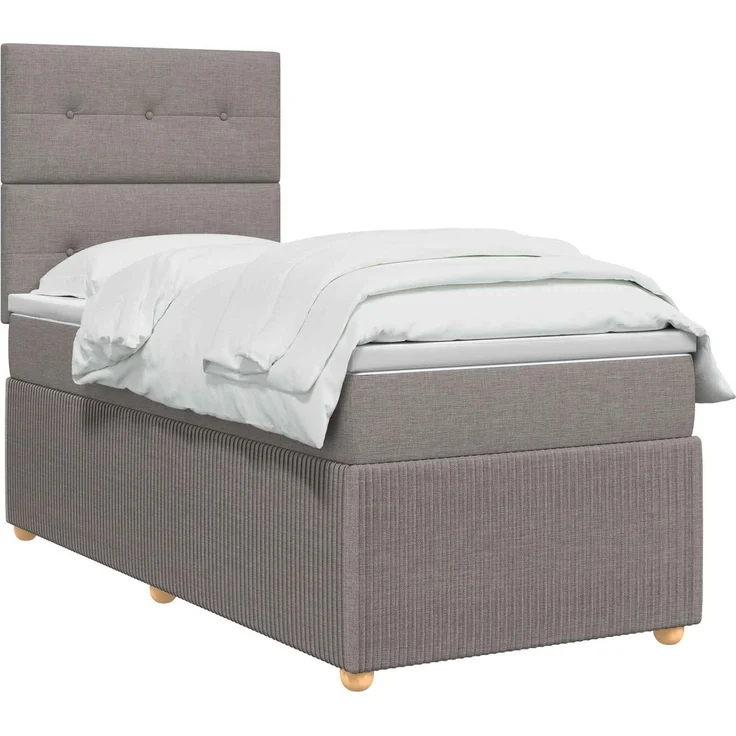 vidaXL Boxspringbett mit Matratze mit Kopfteil Taupe 90 x 190 cm Stoff 3454288 – Bild 2