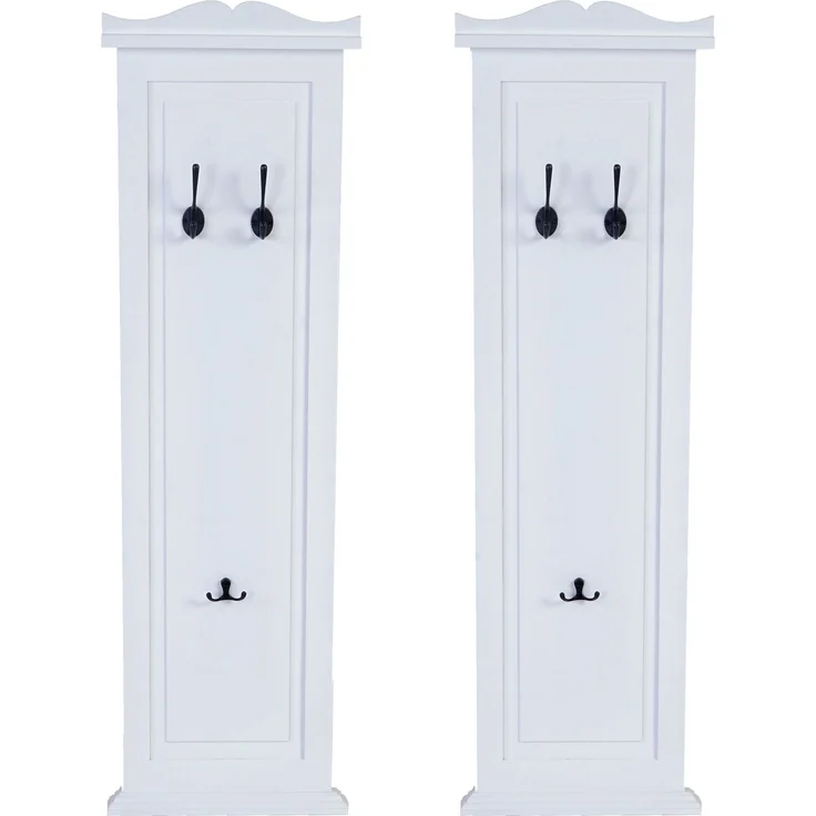 2er-Set Garderobe T33, Wandgarderobe Garderobenpaneel, Wandhaken Holz 109x28x4cm ~ weiß lackiert – Bild 7