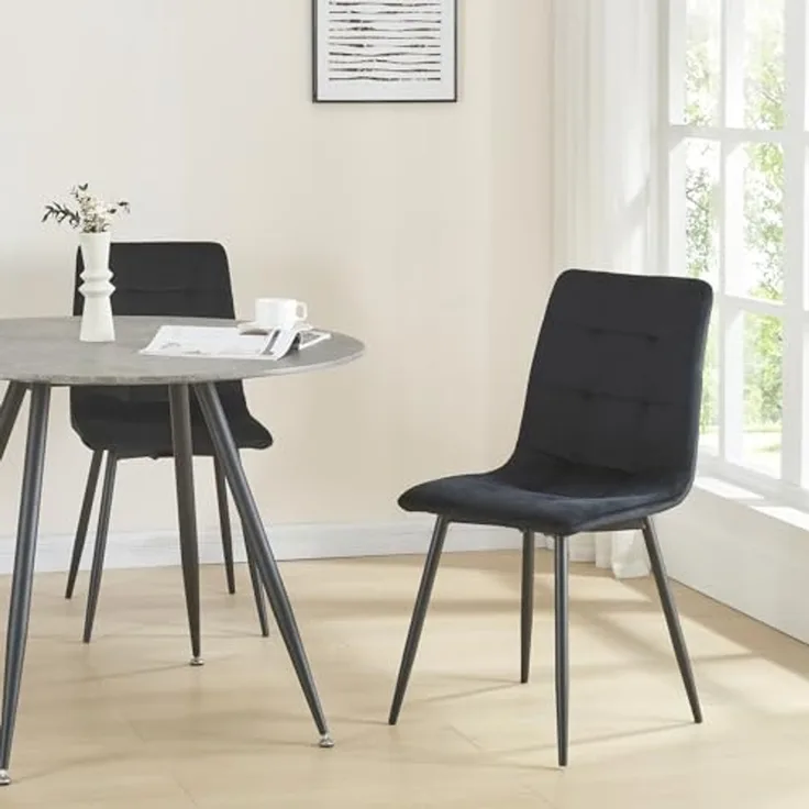 Esszimmerstuhl Lexnitz 2er Set mit runden Beinen Schwarz [en. casa]