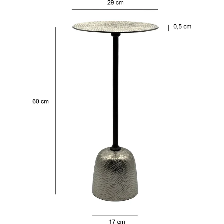 FineBuy Beistelltisch Aluminium 29cm - Kleiner runder Anstelltisch aus Metall silber - Design Wohnzimmertisch - Dekotisch - Couchtisch - Metalltisch Handmade pflegeleicht – Bild 3