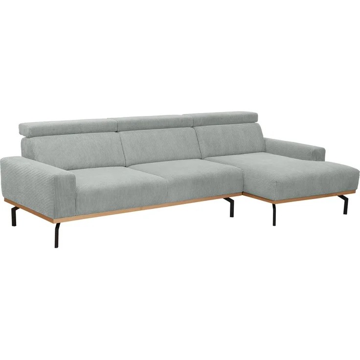 Sofa mit Longchair rechts Katrien Cordstoff silber