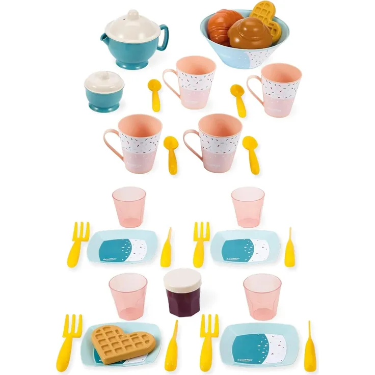 Großes Frühstücks-Set in Box Puppengeschirr (Azur Grün)