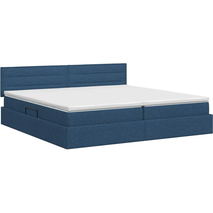 vidaXL Aufbewahrungsbett mit Matratze Blau 200 x 200 cm Samt 3458585 – Bild 8