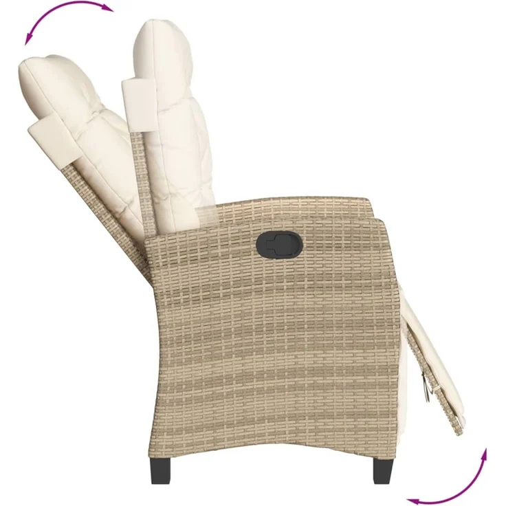 vidaXL 5-tlg. Garten-Essgruppe mit Kissen Beige Poly Rattan 3213011 – Bild 4