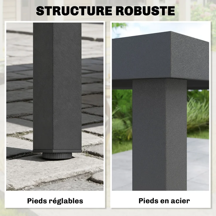 Gartentisch für 4 bis 6 Personen, Esstisch für den Außenbereich mit Lattenplatte, 140 x 90 x 74 cm, grau – Bild 8