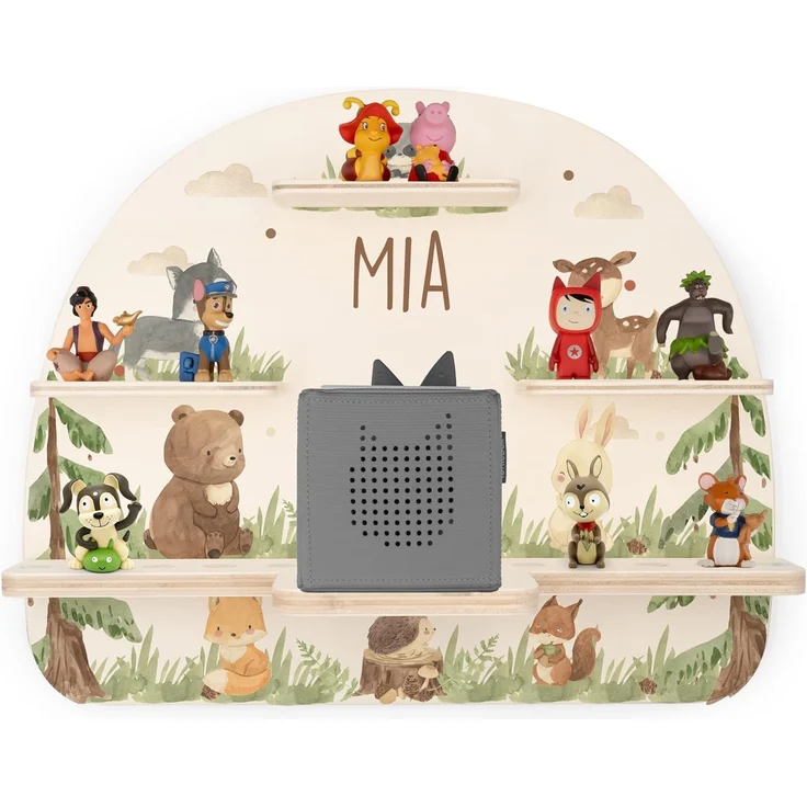 KIDSMOOD - Personalisiertes Tonie Regal für Kinderzimmer | Regenbogen Wand-Regal mit genügend Platz für Tonie-Hör-Figuren, Aussparung für Tonie-Musikbox & Kabelmanagement, Tonie Regal Mädchen & Jungen – Bild 1