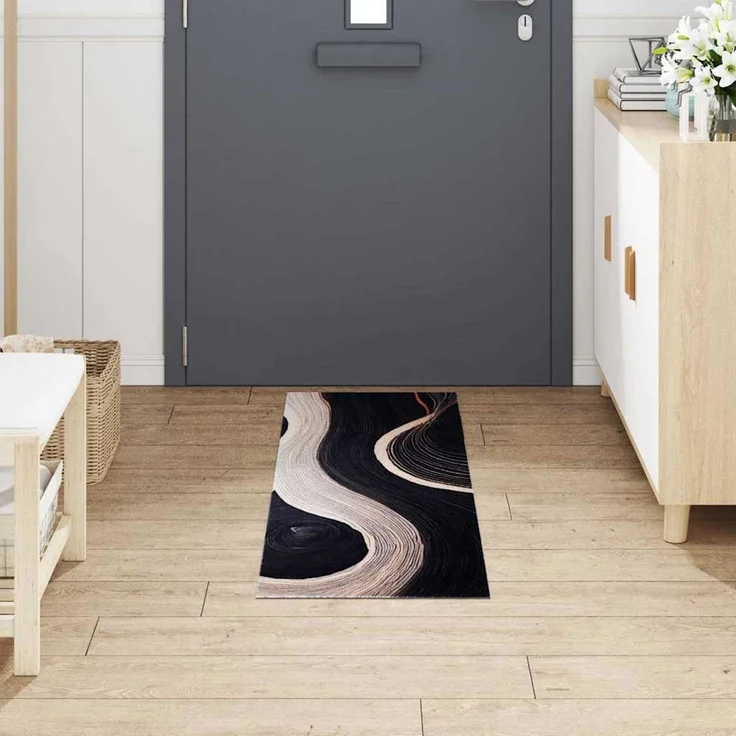 vidaXL Küchen Teppich Schwarz 150 x 45 cm Samt 42013420 – Bild 3