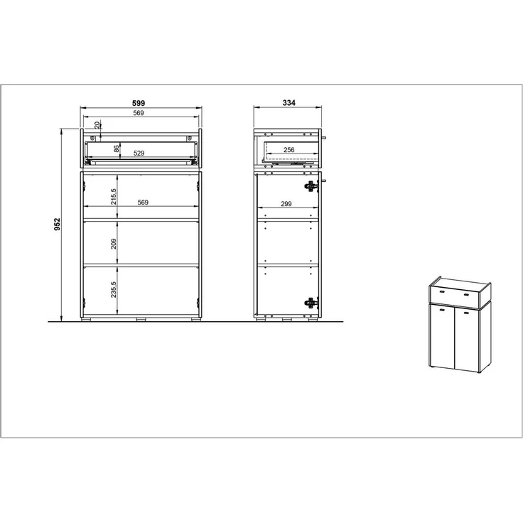 Kommode Moldau / Modesto, Holzwerkstoff, Schwarz, 60 x 96 x 34 cm – Bild 6