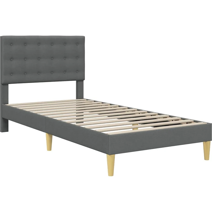 vidaXL Bettgestell mit Matratze Dunkelgrau 90 x 190 cm Stoff 3415263 – Bild 4