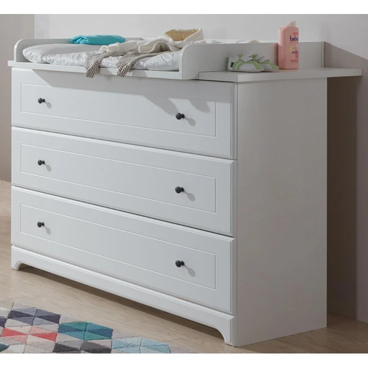 Arthur Berndt 'Thilo' Babyzimmer Sparset 2-teilig, Kinderbett (70x140 cm) und Wickelkommode mit Wickelaufsatz MDF Weiß – Bild 9