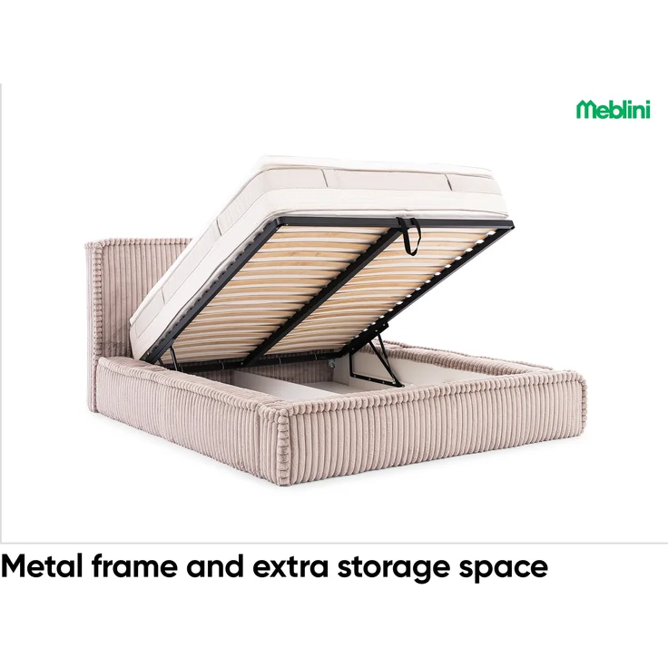 MEBLINI Polsterbett 120x200 mit Lattenrost ohne Matratze - MESUT - Creme Cordstoff - Bubble Bett - Cloud Bett - Marshmallow Bed - Kopfteil Bett mit Stauraum – Bild 6