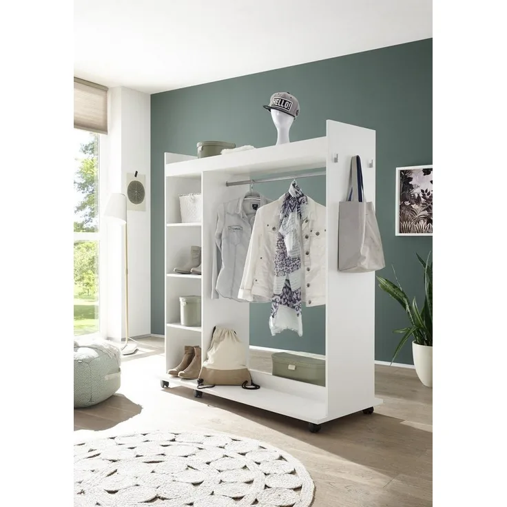 Kompaktgarderobe >Vinnie< in Weiß matt - 138x150x56cm (BxHxT)