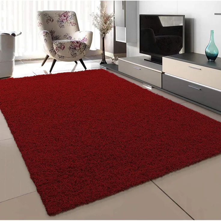 SANAT Teppich Wohnzimmer - Rot Hochflor Langflor Teppiche Modern, Größe: 160x230 cm