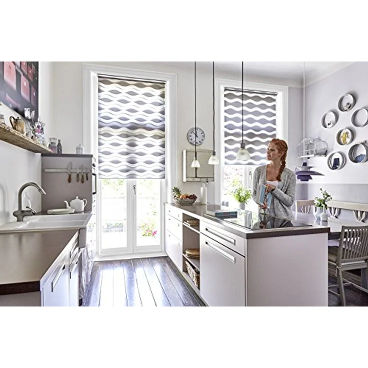 Lichtblick Sonnenschutzsysteme GmbH Doppelrollo Stockholm 45 cm x 150 cm (BxL) Anthrazit Duo Rollo in extravagantem Stil; Klemm- und schraubbar; Lichtdurchlässig und blickdicht – Bild 3