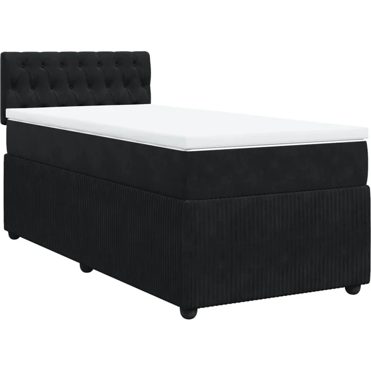 vidaXL Boxspringbett mit Matratze Schwarz 80x200 cm Samt 3287598 – Bild 2