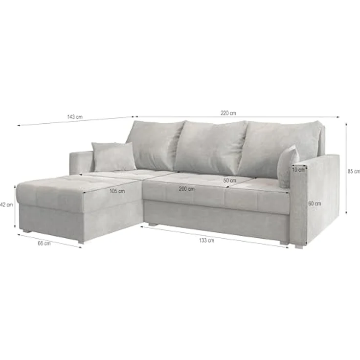 Masseno Ecksofa NIDA mit Schlaffunktion L-Form, Sofa mit Bettkasten – Bild 4