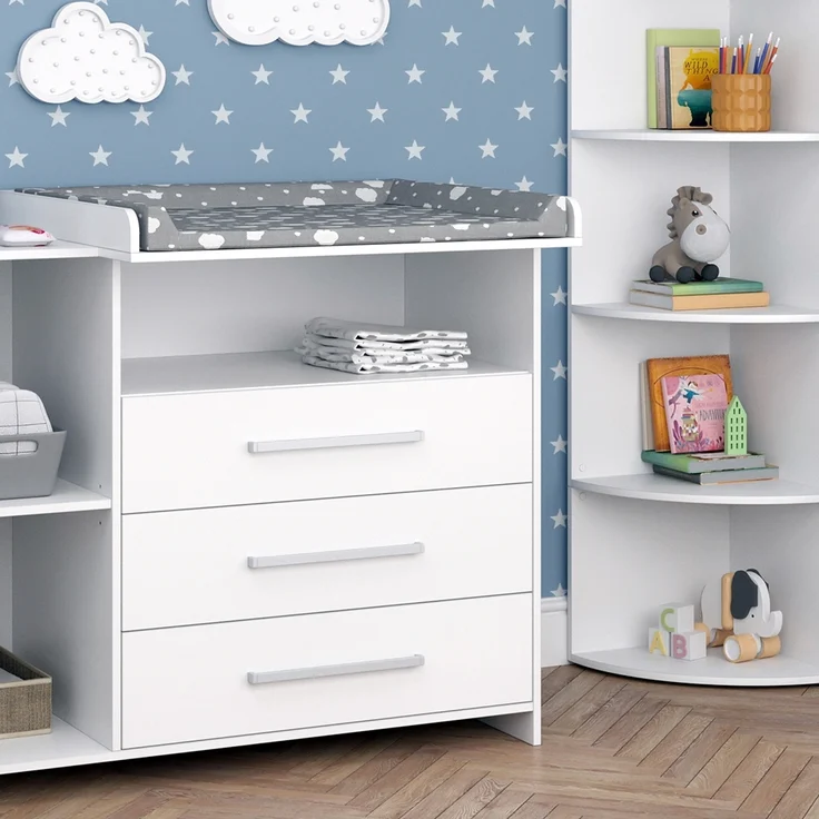 Kinderzimmer-Set Oskar Weiß 2 Teile, mit Wickelkommode und Spielzeugregal Vicco – Bild 5