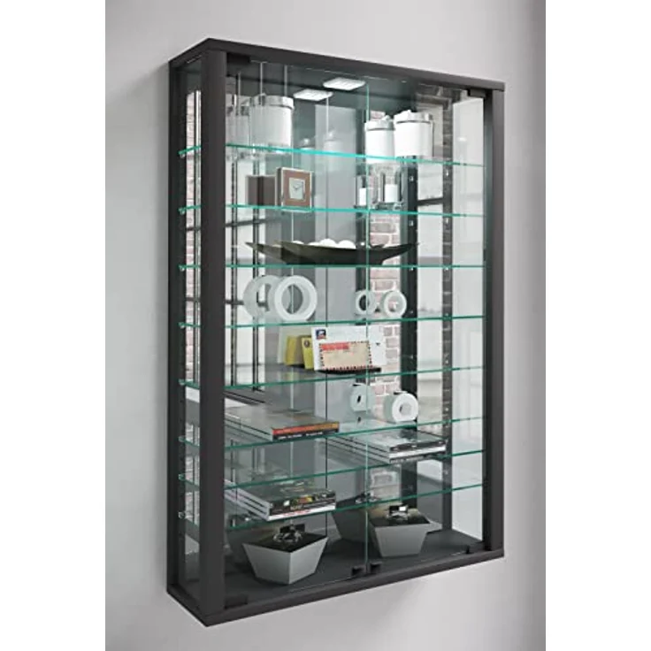 MID.YOU Hängevitrine Schwarz, mit 8 Fächern und Drehtüren, 59x91.3x18 cm, in verschiedenen Holzdekoren erhältlich – Bild 4