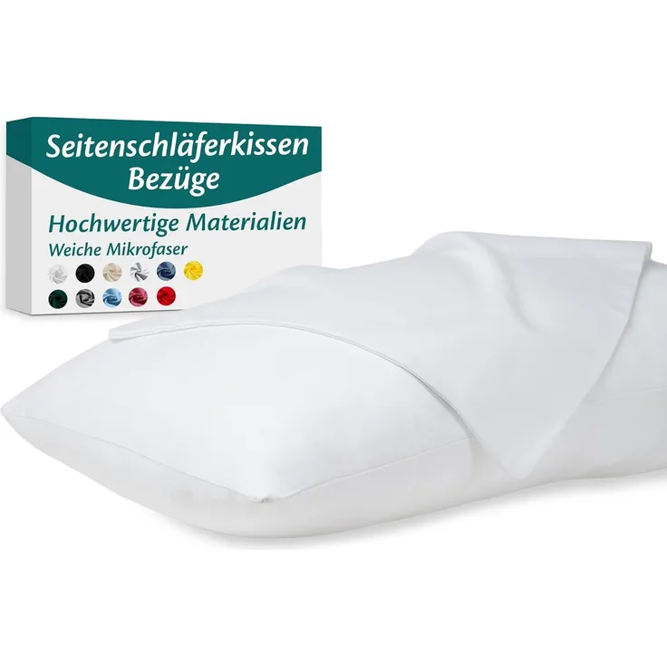 Seitenschläferkissen Bezug 40x145 Mikrofaser Premium 2er Set Kissenbezug Deko für Kissen Bett/Sofa Stoff Weicher Resistent Hypoallergen Anti-Milben Kopfkissenbezug Verdecktem Zip Voll Waschbar