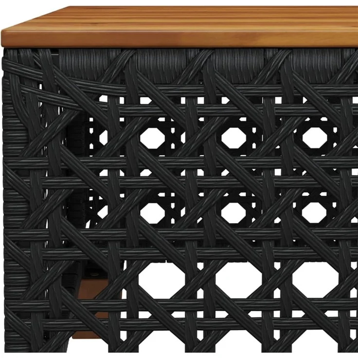 Gartentisch, Beistelltisch, Balkontisch Schwarz 55x55x36 cm Poly Rattan Akazienholz – Bild 7