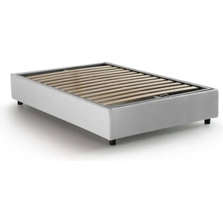 Talamo Italia - Chiara Doppelbett, Bettkasten mit Stoffbezug, 100 % Made in Italy, Öffnung vorne, inklusive Matratze 120 x 190 cm, Weiß – Bild 5