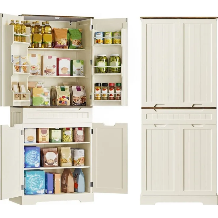 Bealife Küchenbuffet Küchen Hochschränke mit 4 Türen und 1/2 Schublade, H:180CM